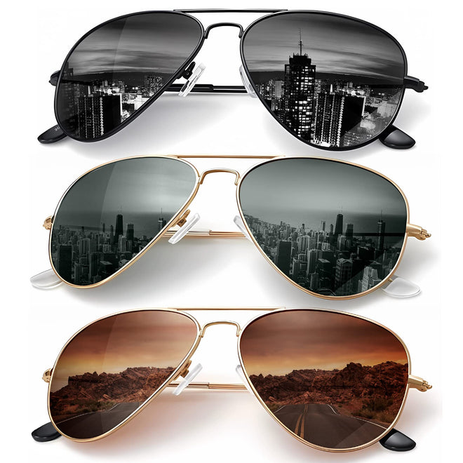 KALIYADI Classic Aviator Sunglasses for Men Women Driving Sun glasses Polarized Lens UV Blocking (3 Pack) 58mm 🍁 All In One Marketplace Canada