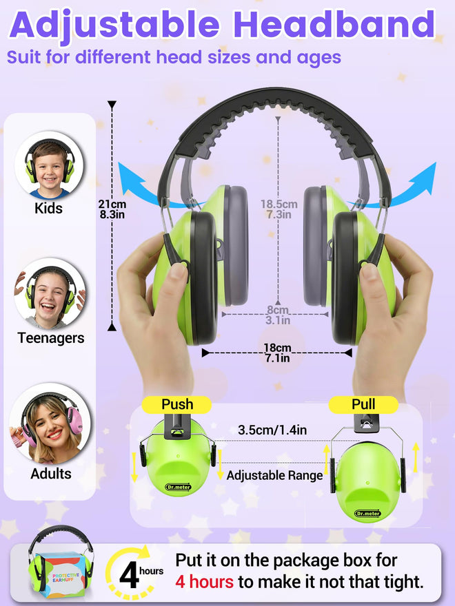 2 Pack Noise Cancelling Headphones for Kids: Dr.meter Kids Ear Protection Earmuffs for Autism Sensory - Hearing Protection Earmuffs for Monster Truck Concerts Study and Fireworks - (green+pink) 🍁 All In One Marketplace Canada