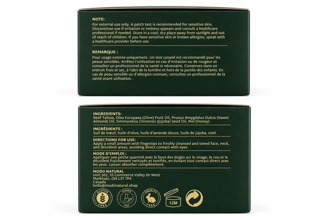 Whipped Beef Tallow Moisturizer - 100% Grass-Fed Tallow Face Balm with Honey, Jojoba Oil, Olive Oil & Sweet Almond Oil - Unscented - 120ml/4oz 🍁 All In One Marketplace Canada