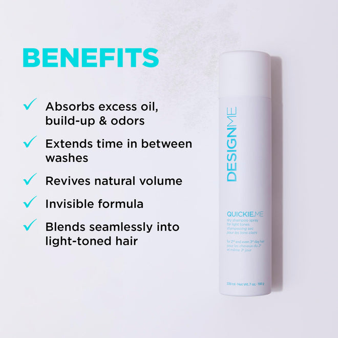 DESIGNME QUICKIE.ME Dry Shampoo Spray | Oil Absorbing | Root Lifting Shampoo for Light Tone, 339mL 🍁 All In One Marketplace Canada