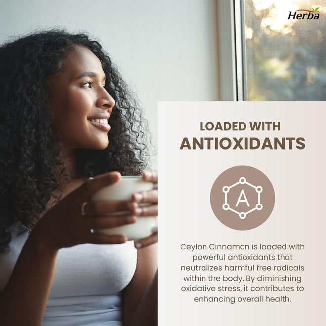 Herba Ceylon Cinnamon Capsules 4000mg - 180 Vegetable Capsules | Powerful 20:1 Extract from Sri Lanka | Equivalent to 4,000mg Dry Ceylon Cinnamon Powder | Made in Canada 🍁 All In One Marketplace Canada