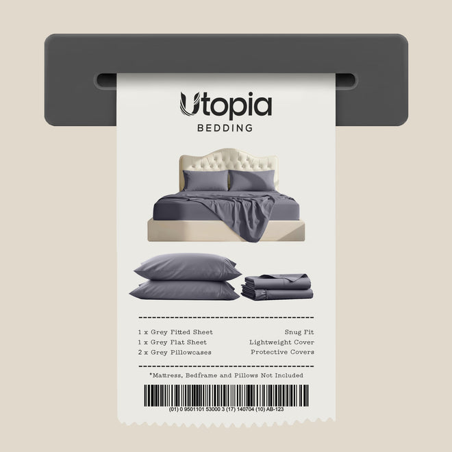 Utopia Bedding Queen Bed Sheets - 4 Piece Queen Size Cooling Sheet Set - Hotel Luxury Soft Breathable Microfiber, Oeko-TEX, Deep Pocket Easy Fit & Care, Fade & Wrinkle Resistant, Grey 🍁 All In One Marketplace Canada