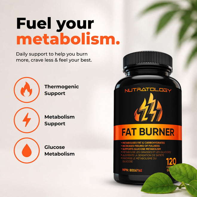Nutratology® Thermogenic Fat Burner | Canadian-Made | Metabolizes Carbohydrates & Fats - Appetite Suppressant That Helps Satiety - Weight Loss Pills for Women & Men - Keto-Friendly - 120 Capsules 🍁 All In One Marketplace Canada