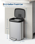 Garvee 13 gal / 50 L Stainless Steel Trash Can with Lid, Large Garbage Can for Kitchen, Rustproof Step-on Kitchen Metal Trash Bin with Liner Rim, Rear Handle, Soft Close Plastic Lid, Silver 🍁 All In One Marketplace Canada
