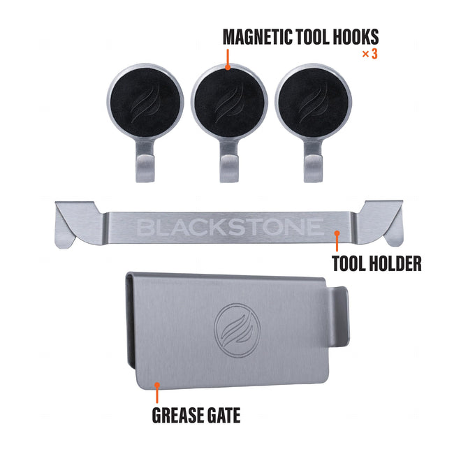Blackstone 5188 Rear Grease Gate, 3 Magentic Hooks and Tool Holder Combo, Flat Top Griddle Accessories, Stainless Steel Barbeque Cooking Utensil Holder and Grease Guard 🍁 All In One Marketplace Canada