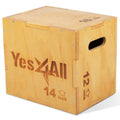 Yes4All 3-in-1 Wooden Plyo Box, Jumping Plyometric Step Platform for Home Gym, 450lb Capacity with Wide Built-in Handles (16"x14"x12" - Basic Wood Finish) 🍁 All In One Marketplace Canada