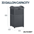 Suncast 33 Gallon Wicker-Style Hideaway Trash Can with Secure Latching Lid and Weather-Resistant Construction for Patio, Cyberspace Grey, Made in the USA 🍁 All In One Marketplace Canada