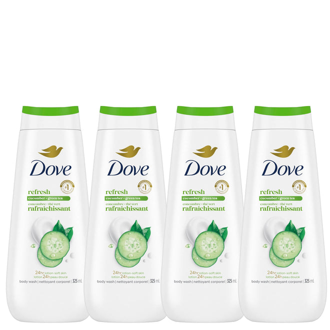 Dove Refresh Body Wash Cucumber & Green Tea 24H Freshness, 325mL, 4-Pack 🍁 All In One Marketplace Canada