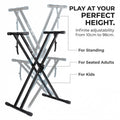 RockJam Xfinity Heavy-Duty, Double-X, Pre-Assembled, Infinitely Adjustable Piano Keyboard Stand with Locking Straps 🍁 All In One Marketplace Canada