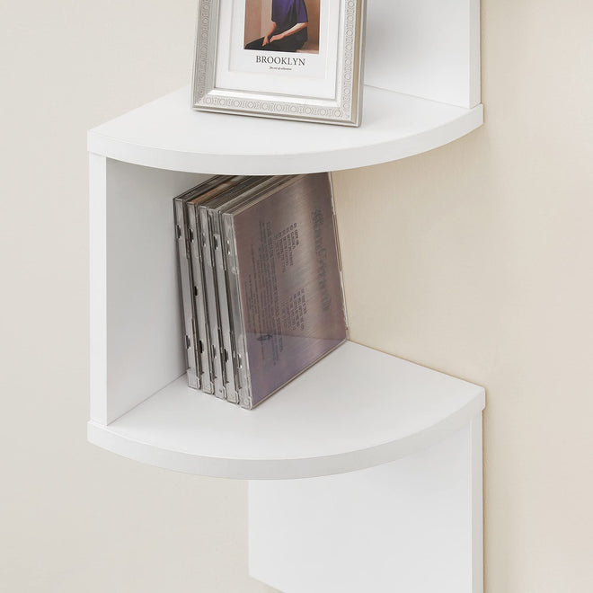 VASAGLE CUSTOS Collection - Corner Shelf Wall Mount, 5-Tier Floating Corner Bookshelf, Plant Shelf for Bedroom, Living Room, Bathroom, Home Office, Cloud White ULBC72WT 🍁 All In One Marketplace Canada