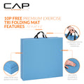 CAP Barbell Folding Exercise Mat – Durable, Anti-Tear, Thick Padding for Fitness, Aerobics, Gymnastics & Home Workouts. 72"L x 24"W x 2"Thick. BLUE 🍁 All In One Marketplace Canada