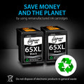 Smart Ink Remanufactured Ink Cartridges Replacement for HP 65 XL HP 65XL (2 Black Combo Pack) to use with DeskJet 3755 2600 2625 2652 2655 3700 3720 3752 3772 Envy 5000 5010 5052 5055 Printer Series 🍁 All In One Marketplace Canada