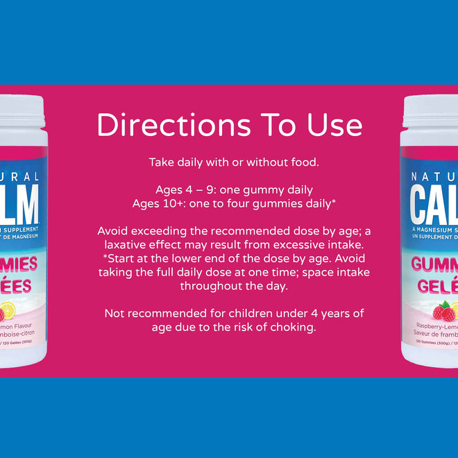 Natural Calm Magnesium Gummies (Raspberry Lemon Flavour), 120 Count - Chewable - Fast Absorbing - Relaxing - Vegan, Gluten-free, Ages 4 and up 🍁 All In One Marketplace Canada