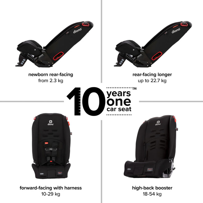 Diono Radian 3R, 3-in-1 Convertible Car Seat, Rear & Forward Facing, 10 Years 1 Car Seat, Slim Design Fits 3 Across, Jet Black 🍁 All In One Marketplace Canada