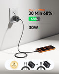 INIU for iPhone 17 16 Charger, 30W GaN Tech USB C Charger Fast Charging, 2-Pack Foldable USB C Charging Block with Cable for iPhone 17 16 Pro Max, MacBook Air 13 M4, Samsung S25 S24, iPad 11 Air 🍁 All In One Marketplace Canada
