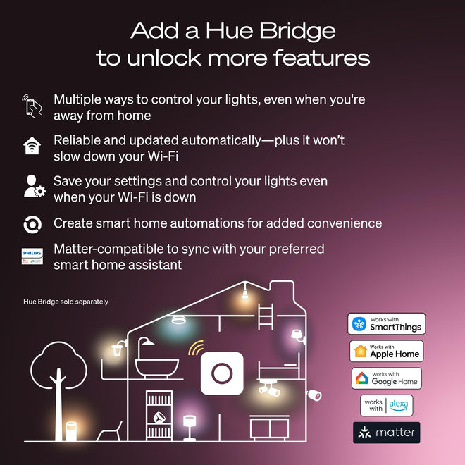 Philips Hue Smart LED A19 Bulb, White and Color Ambiance, E26 Base, 9.5W, Full Spectrum Light 1000K-20000K, 1100 Lumens, Dimmable, Works with Alexa, Google Assistant, and Apple Home, 1 Pack 🍁 All In One Marketplace Canada