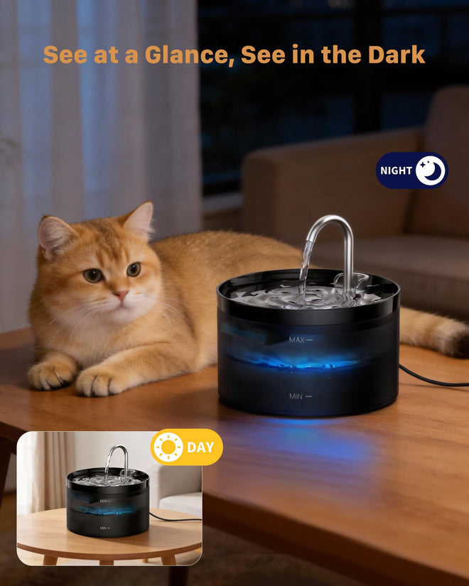 Cat Water Fountain Cat Fountain: GIOTOHUN 2L Water Fountains Indoor Cats - Super Silent Pet Waterer Fountains for Cats - Easy Cleaning - Black - Pets Feeding & Watering Supplies - for Small Animals 🍁 All In One Marketplace Canada