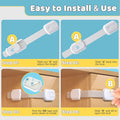 4our Kiddies 14 Pack Baby Proof Cabinet Latches, Childproof Drawer Latches with 12 Extra 3M Adhesives, Adjustable No Drilling Child Safety Cabinet Strap Locks, Baby Drawer Locks for Kids Baby Safety 🍁 All In One Marketplace Canada