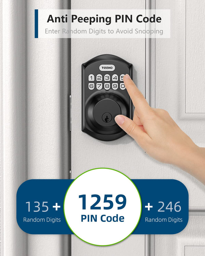 TEEHO TE001 Keyless Entry Door Lock with Keypad - Smart Deadbolt Lock for Front Door with 2 Keys - Auto Lock - Easy Installation - Matte Black 🍁 All In One Marketplace Canada