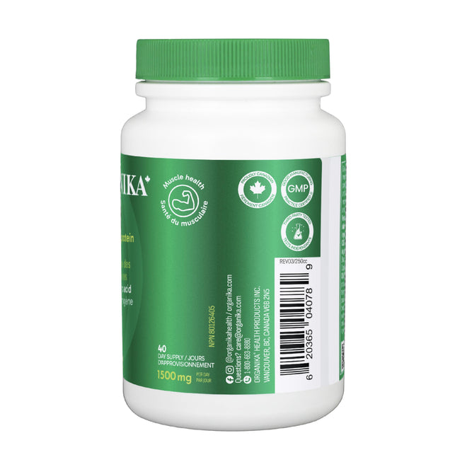 Organika Canadian-Made Glycine - Proteinogenic Amino Acid - Aids Protein Synthesis, Collagen Formation, Joint and Muscle Health, Calming Effect - 120caps 🍁 All In One Marketplace Canada