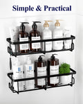 Kitsure Shower Caddy - 2 Pack Rustproof Stainless Steel Shower Organizer, No-Drill & Quick-Dry Shelves with Large Capacity, Durable Rack with 4 Hooks, Large, Black 🍁 All In One Marketplace Canada