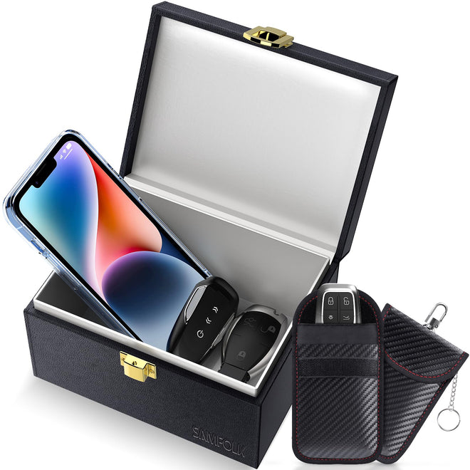 Samfolk Faraday Box with 2 Faraday Bags, Faraday Box for Car Keys, RFID Key Fob Protector Anti-Theft Key Fob Box, Anti-Theft Cages for Car Keys, Phone and Credit Card 🍁 All In One Marketplace Canada