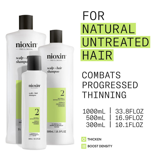Nioxin Scalp + Hair Thickening System 2 Shampoo, For Natural Hair with Progressed Thinning, 33.8 fl oz (Packaging May Vary) 🍁 All In One Marketplace Canada
