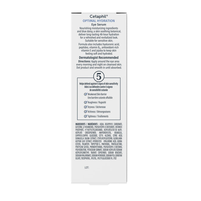 Cetaphil Optimal Hydration Eye Serum, Serum for Face, Wrinkles, Dark Circles & Puffiness, 48Hr Hydration with Hyaluronic Acid, Vitamin E & B5, Dermatologist Recommended, 14g 🍁 All In One Marketplace Canada