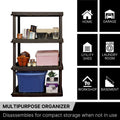 Koolatron Oscar Heavy Duty Plastic Storage Shelves- for Garage, Kitchen, Bathroom Basement, Kids Room, Toys,Stackable 4-Tier Black, Organizer Rack for Books Shoes, Pantry, Cleaning, Made in Canada 🍁 All In One Marketplace Canada