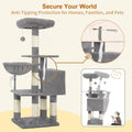 Heybly Cat Tree with Toy, Cat Tower condo for Indoor Cats, Cat House with Padded Plush Perch, Cozy Hammock and Sisal Scratching Posts, Light Gray S HCT004SW 🍁 All In One Marketplace Canada