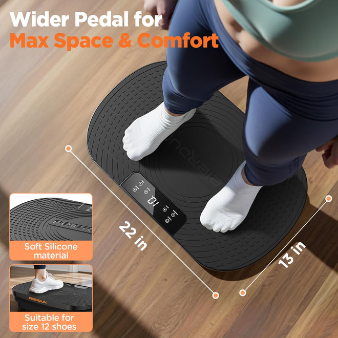 FEIERDUN Vibration Plate Exercise Machine, Full Body Vibrating Plate with Wider Platform, 150kg (330lbs) Capacity, Plaque Vibrante with LED Screen, Remote & Resistance Bands,Black 🍁 All In One Marketplace Canada