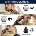 Ufree 3-in-1 Beard Trimmer for Men, Waterproof Electric Razor Shaver for Facial Hair, Rechargeable Hair Trimmer Clippers Grooming Kit, Gifts for Husband Father 🍁 All In One Marketplace Canada