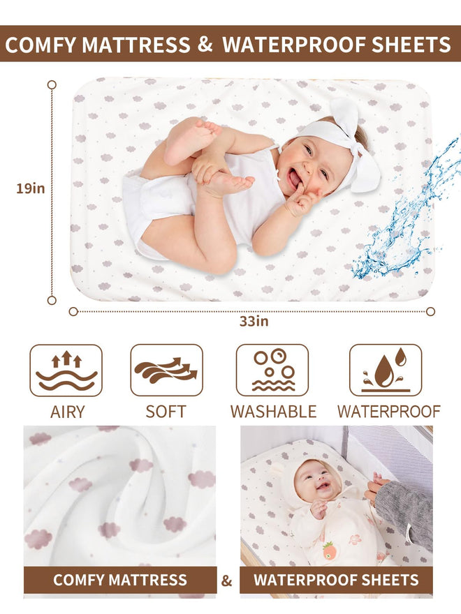Baby Bassinet, Basinet Bedside Sleeper with Waterproof Bassinet Sheets and Soft Mattress, Safe Adjustable Height Bedside Bassinets with Wheels, Girl/Boy Bassinets, Jestonten (Khaki) 🍁 All In One Marketplace Canada