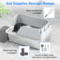 Stainless Steel Cat Litter Box with Lid, XL for Big Cats, High Sided Metal Litter Pan, Anti Leakage,Odor-Free & Easy Cleaning,Included Scoop &Trash Bag*2 & Mat & Sticker (White) 🍁 All In One Marketplace Canada