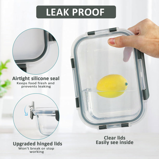 [10-Pack] MCIRCO Glass Meal Prep Containers With Lids, Food Storage With Snap Locking Lids, Airtight Lunch Boxes, Microwave, Oven, Freezer and Dishwasher Safe 🍁 All In One Marketplace Canada