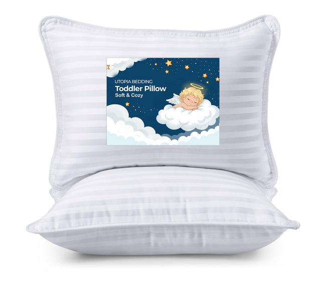 Utopia Bedding Toddler Pillow (White, 2 Pack), 13x18 Toddler Pillows for Sleeping, Soft and Breathable Cotton Blend Shell, Polyester Filling, Small Kids Pillow Perfect for Toddler Bed and Travel 🍁 All In One Marketplace Canada