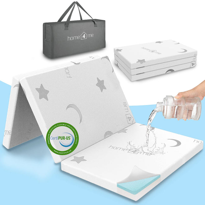 Home4me Pack and Play Mattress, 38" x 26" x 2.4", Portable, Trifold, Waterproof, Dual Sided (Firm & Soft) Mini Crib Mattress, Baby Toddler Memory Foam Mattress Pad for Play Pen 🍁 All In One Marketplace Canada