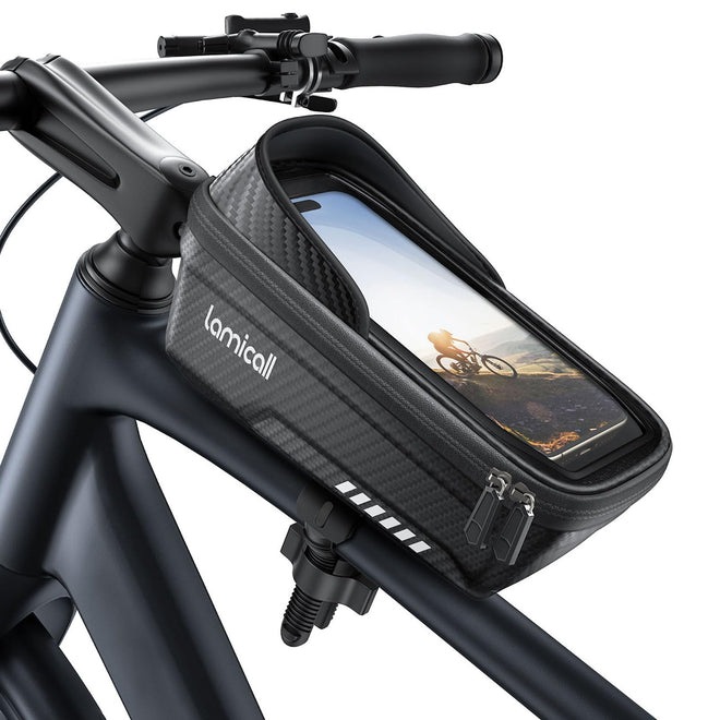 Lamicall Bike Frame Bag Waterproof - [Quick Install & Remove] 1.3L Bike Phone Bag with Sensitive Touch Screen, Bike Phone Holder with Rain Cover, Bicycle Top Tube Bag, Bike Accessories for Phones 4-7" 🍁 All In One Marketplace Canada