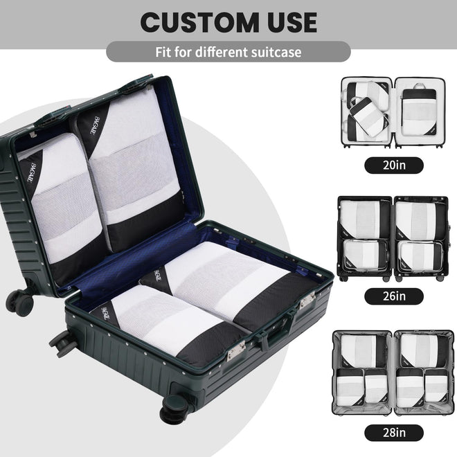 BAGAIL 6 Set/8 Set Compression Packing Cubes, Ultralight Expandable Packing Organizers for Carry on Travel Luggage(6set Jet Black) 🍁 All In One Marketplace Canada
