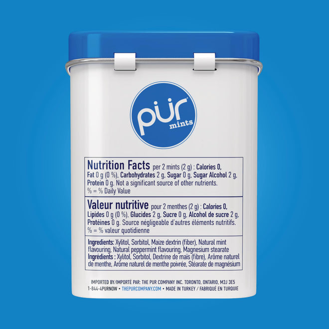 PUR Mints | Aspartame Free | Made with Xylitol | Sugar Free, Vegan, Gluten Free & Keto Friendly | Natural Peppermint Flavoured Mints, 30 Pieces (Pack of 12) 🍁 All In One Marketplace Canada
