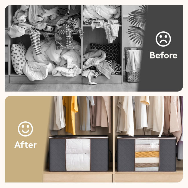 Lifewit 6 Pack Clothes Storage Bags, Foldable Fabric Closet Storage Containers and Organization, Underbed Lidded Storage Bins for Clothing, Blankets with Reinforced Handle, Sturdy Zipper, Clear Window 🍁 All In One Marketplace Canada
