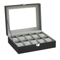 SONGMICS Watch Box, 10-Slot Watch Case Organizer with Large Glass Lid, Removable Pillows, Gift for Loved Ones, Black Synthetic Leather, Gray Lining UJWB010BK 🍁 All In One Marketplace Canada