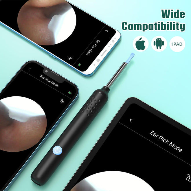 LMECHN Ear Wax Removal, Ear Cleaner with 7 Pcs Ear Set, Ear Wax Removal Tool Camera with 1080P Ear Otoscope & 6 LED Lights, Wireless Ear Pick for Ear Cleaning with 6 Ear Spoons Black 🍁 All In One Marketplace Canada