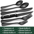 24-Piece Black Silverware Set with Steak Knives, Black Flatware Set for 4, Food-Grade Stainless Steel Tableware Cutlery Set, Mirror Finished Utensil Sets for Home Restaurant 🍁 All In One Marketplace Canada