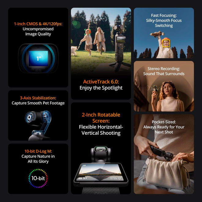 DJI Osmo Pocket 3, Vlogging Cameras with 1'' CMOS & 4K/120fps Vlog Camera, 3-Axis Stabilization, Fast Focusing, Face/Object Tracking, Digital Vlogging Camera for YouTube 🍁 All In One Marketplace Canada