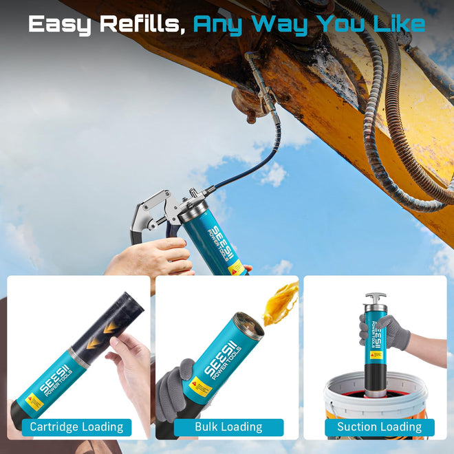 Seesii 8000PSI Grease Gun Kit: Heavy Duty Pistol Grip Grease Gun with 14oz Capacity, Quick-Release Coupler, 90° Adapter, Flexible Hose, Rigid Pipe for Automotive, Agricultural, Industrial, Farm, Car 🍁 All In One Marketplace Canada