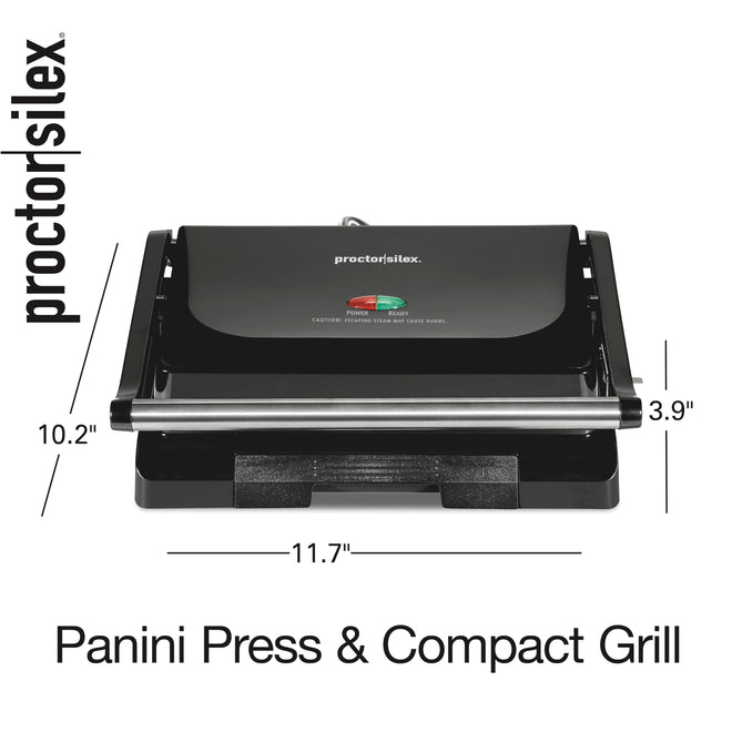 Proctor Silex 4 Serving Panini Press, Sandwich Maker and Compact Indoor Grill, Upright Storage, Easy Clean Nonstick Grids, Black (25440PS) 🍁 All In One Marketplace Canada