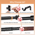 upsimples No Drill Curtain Rods for Window 48 to 84 Inches, 5/8 Inch Diameter Renter Friendly Drapery Rod with Adhesive Brackets without Drilling, Adjustable from 27 to 90 Inches, Black 🍁 All In One Marketplace Canada