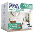 Clean People Laundry Detergent Sheets - Recyclable Packaging, Hypoallergenic, Stain Fighting - Ultra Concentrated, Laundry Soap - Fresh Scent, 96 Pack 🍁 All In One Marketplace Canada