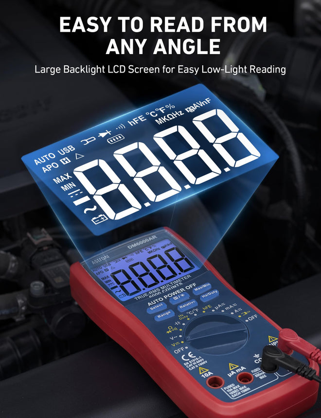 AstroAI Digital Multimeter 6000, Multi Meter - Measures Voltage, Current, Resistance, Continuity, Capacitance, Diode, Temperature – Voltmeter with Backlit LCD, Data Hold, Safety Rated CAT III, Blue 🍁 All In One Marketplace Canada